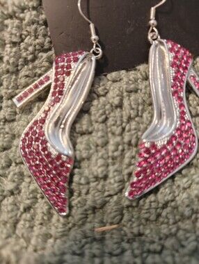 paparazzi Hot Pink Crystal High Heel Dangle Earrings